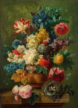 Classical Flowers Painting - Flowers and Green Leaves Flowering